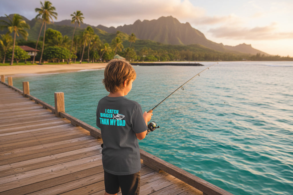 Kids Tee — “I Catch Bigger FIsh Than My Dad”