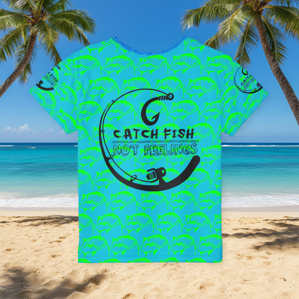 Kids Jersey — "Land & Sea Gatherer" Fishing Tee (Catch Fish Not Feelings)